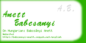 anett babcsanyi business card
